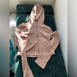 Tan waffle knit crop hoodie